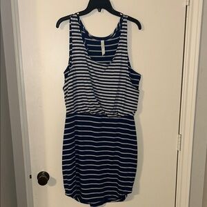 Jessica Simpson Navy and White Striped Sleeveless Mini Dress